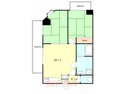 ヤマネビル(2DK/3階)の間取り写真