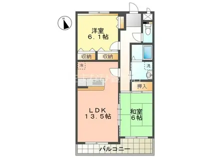 ハイムS・S(2LDK/2階)の間取り写真