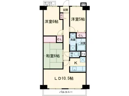 エイチツーオー河内長野II(3LDK/1階)の間取り写真