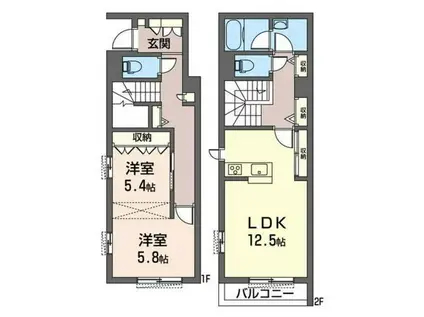 ラ・ポーズ藤が丘(2LDK/1階)の間取り写真