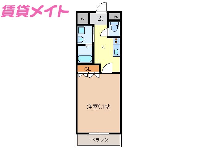 リヴァージュA棟(1K/1階)の間取り写真