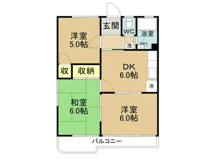 グリーンハイツ甲山(3DK/2階)の間取り写真