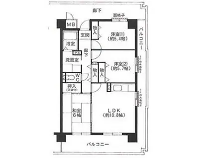 フクエイ中之島CH.158 RESIDENCE NAKANOSHIM(3LDK/13階)の間取り写真