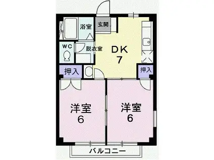 サンビレッヂ(2DK/2階)の間取り写真