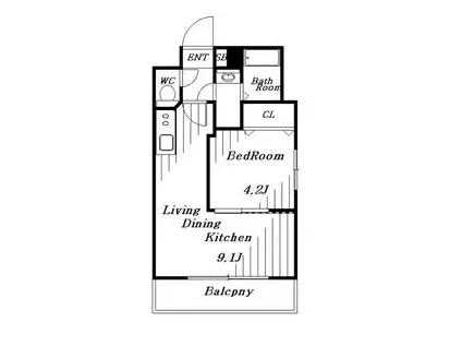 アイリー千葉(1LDK/4階)の間取り写真