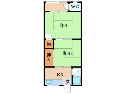 三佳マンション(2K/1階)の間取り写真