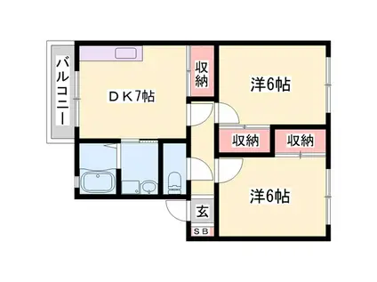 蒲田SOLSTAGE(2DK/1階)の間取り写真