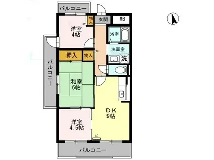 檜笠ハイツ(3DK/2階)の間取り写真