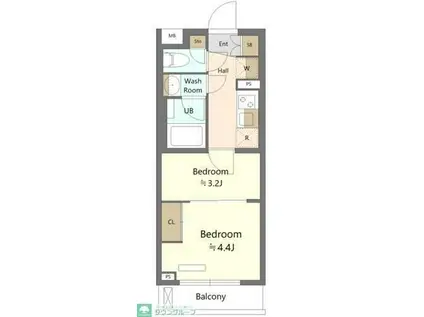 ES-GRANDE綾瀬(2K/4階)の間取り写真