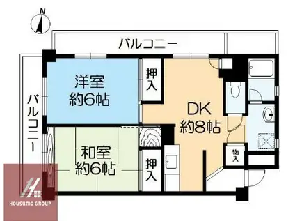 山本興産ビル(2DK/8階)の間取り写真