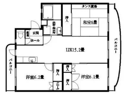 ラージビュー(3LDK/3階)の間取り写真