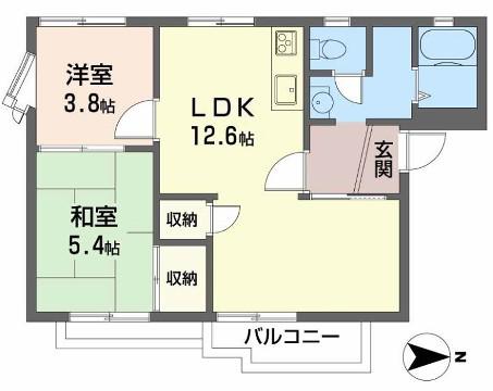 タウニィ津市場(2LDK/1階)の間取り写真