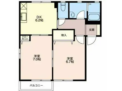 メイリツ(2DK/1階)の間取り写真