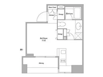 BPRレジデンス蔵前(ワンルーム/7階)の間取り写真