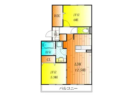 レイクヒルズA棟(2LDK/2階)の間取り写真