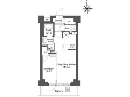 バウスステージ練馬豊玉(1LDK/2階)の間取り写真