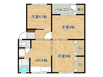 杉山ビル(3DK/4階)の間取り写真