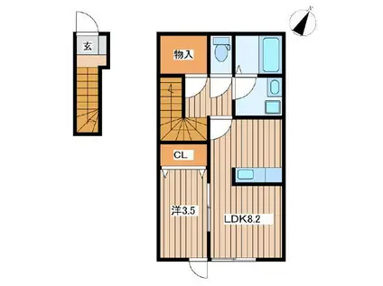 HOKUTO上田通(1LDK/2階)の間取り写真