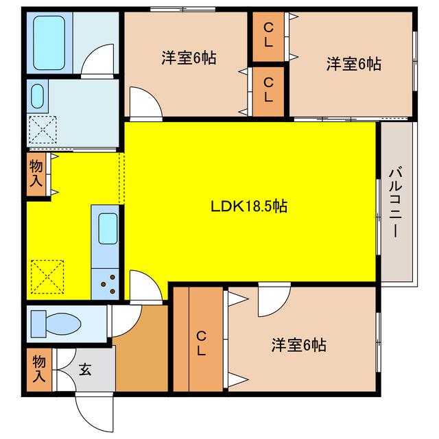 シンフォニア千歳(3LDK/1階)の間取り写真