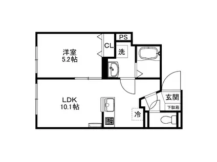 MONREVEII(1LDK/1階)の間取り写真