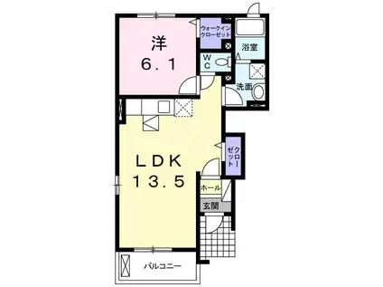 ファニールーフ(1LDK/1階)の間取り写真