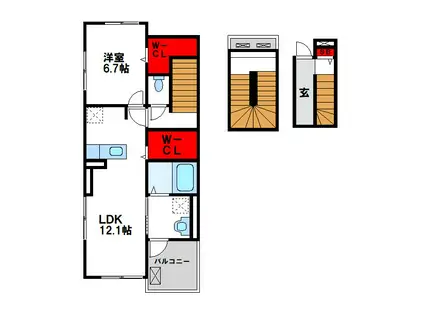 メゾンドエスプレッソ ツー(1LDK/3階)の間取り写真