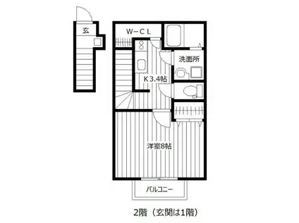 トゥール モンド(1K/2階)の間取り写真