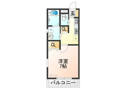 GRAND CASA TENJINGAWA(1K/3階)の間取り写真