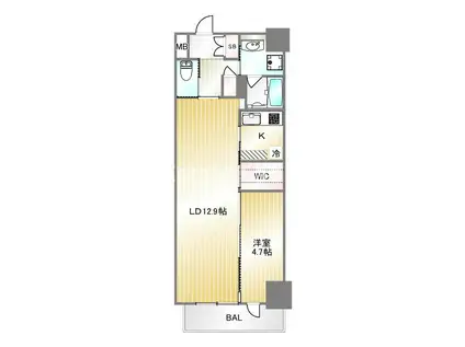 ZONNA神戸磯上通(1LDK/10階)の間取り写真