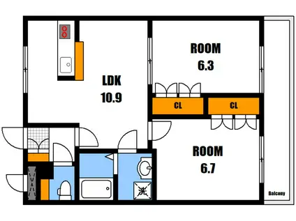 ベルジュII番館(2LDK/2階)の間取り写真