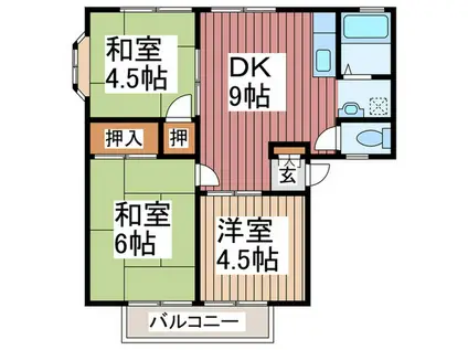 松原パールハイツB(3DK/1階)の間取り写真