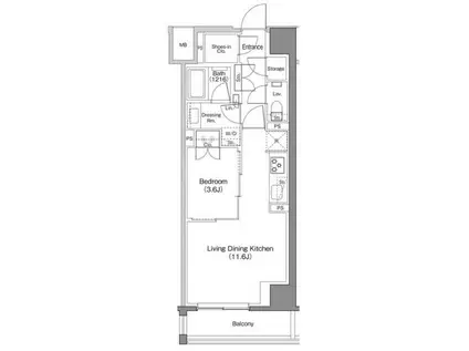 ザ・パークハビオ日本橋馬喰町(1LDK/9階)の間取り写真