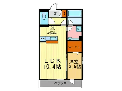 サンフラワーA(1LDK/1階)の間取り写真