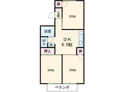コーポセジュール(3DK/2階)の間取り写真