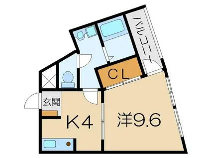 レジデンス荒松(1K/2階)の間取り写真