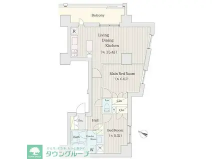 パールコート仙川(2LDK/5階)の間取り写真