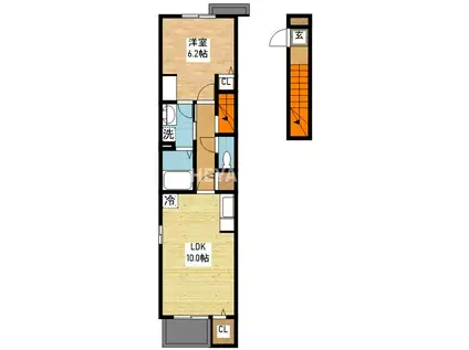 インフィニティ(1LDK/2階)の間取り写真