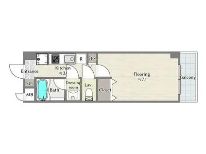 ロイビル国分寺(1K/4階)の間取り写真