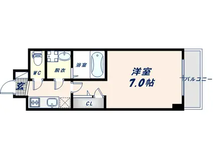 S-RESIDENCE高井田CENTRAL(1K/2階)の間取り写真