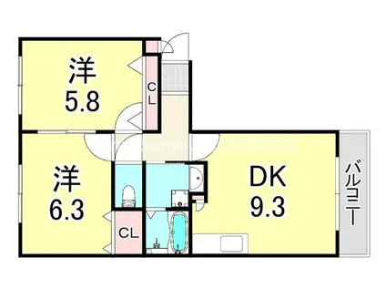 シャルムIV(2DK/1階)の間取り写真