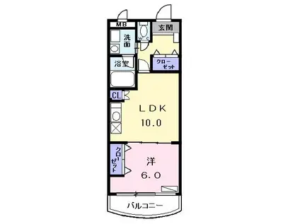 レジデンス高道(1LDK/3階)の間取り写真