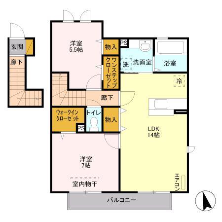 メゾンエスポワールV(2LDK/2階)の間取り写真