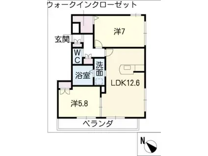 クレストン ヒルズ(2LDK/1階)の間取り写真