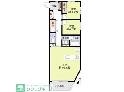 THE TAKASUNA KULTURCE(2LDK/1階)の間取り写真