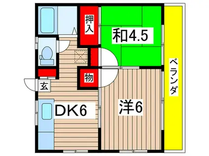 白旗ハイツ(2DK/2階)の間取り写真