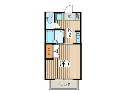 コーポヒライ(1K/2階)の間取り写真