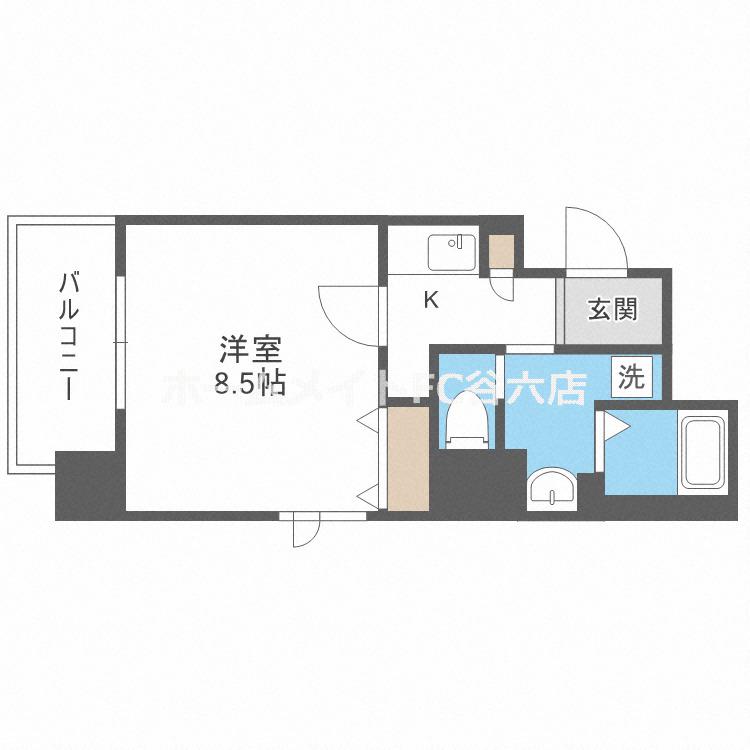 ルクレ西長堀(1K/3階)の間取り写真