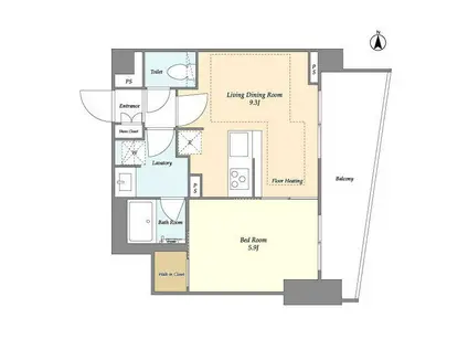 LIBR GRANT 四谷三丁目(1LDK/1階)の間取り写真