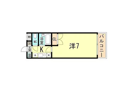 ブランシュ・ド・離宮(1K/3階)の間取り写真