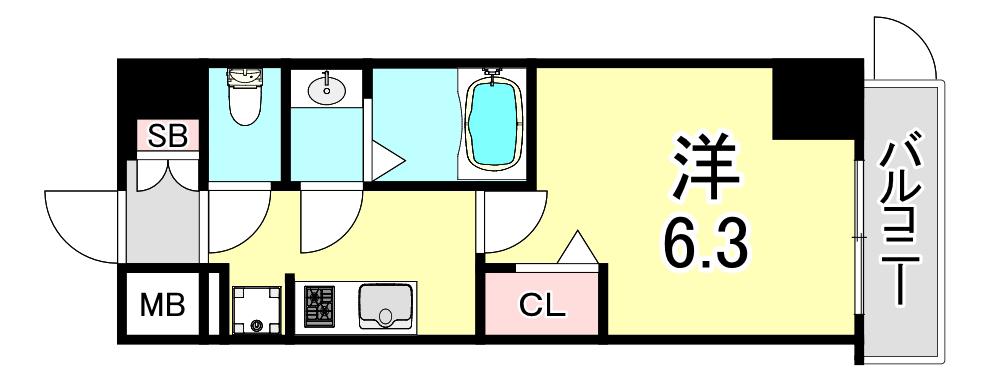 CREST TAPP DITA 神戸西パークフロント(1K/15階)の間取り写真